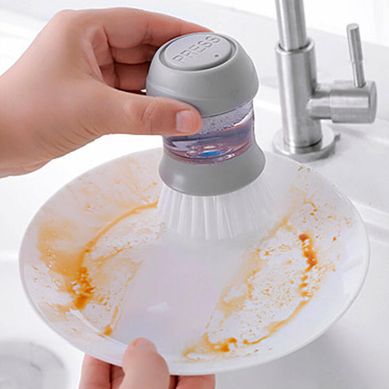 

Kitchen cleaning brush, dishwashing brush, detergent pump, and scrubber gray