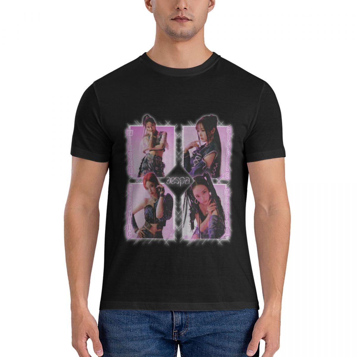 aespa 4 Grid Member Portraits Black T-Shirt XL