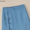 ZANZEA Women Elegant Casual Solid Color Summer Midi Skirts