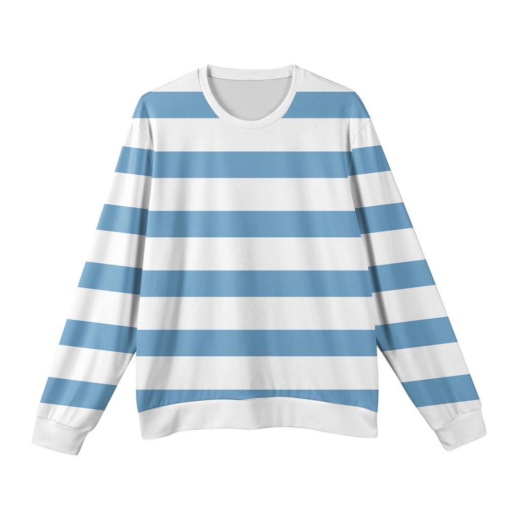 Męski sweter z okrągłym dekoltem, długim rękawem i prążkowanej dzianiny