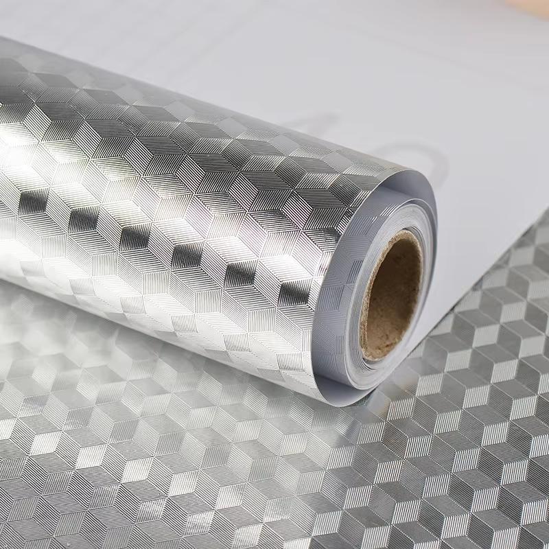 Kitchen  PVC Self-adhesive Oil Resistant Wallpaper Aluminum Foil Paper Drawer Moisture-Proof Thickened Waterproof