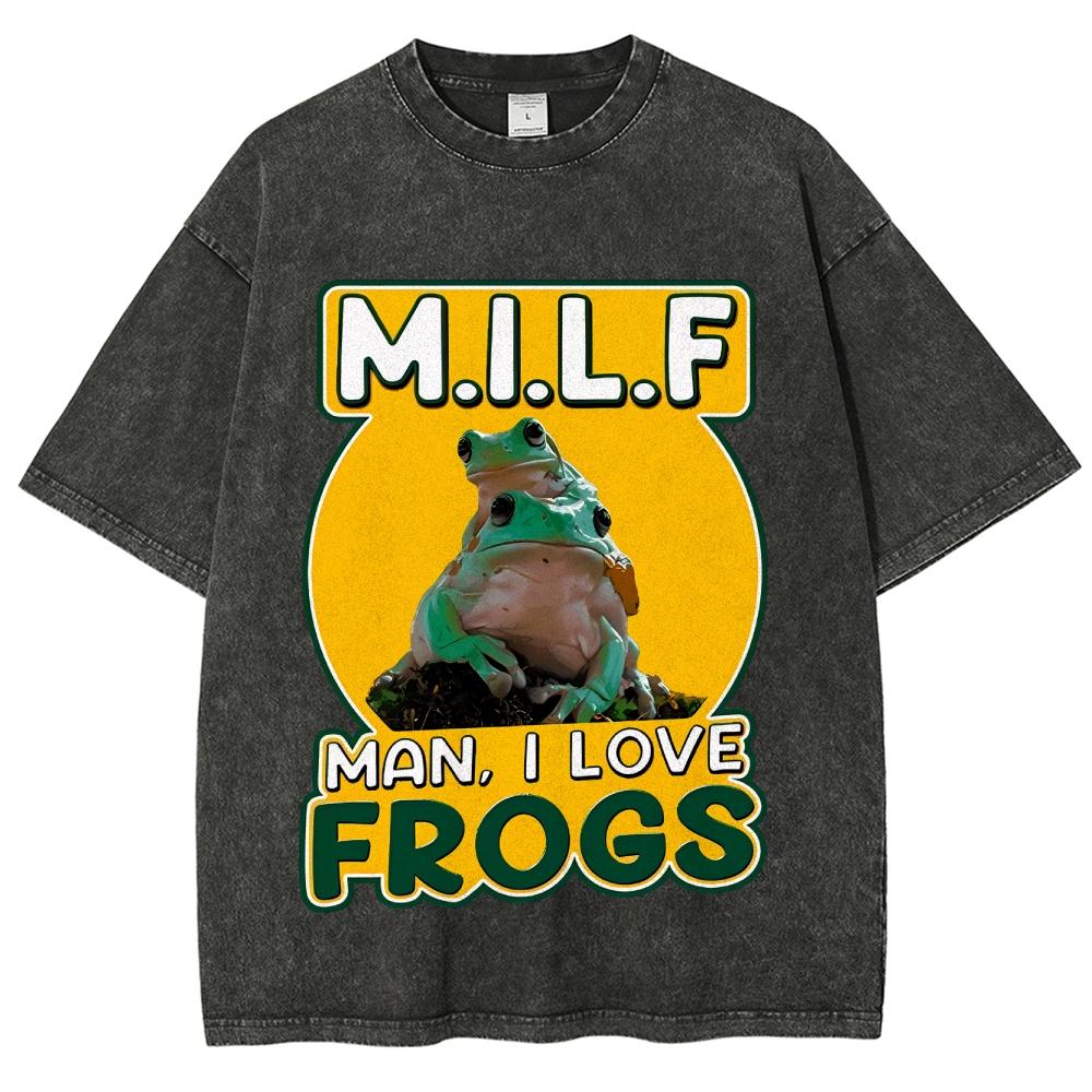 

Милф Мужчина Я Люблю Лягушек Винтажная Футболка Футболка Мужская Женская Унисекс Винтажная Выстиранная Футболка Уличная Одежда Ретро Хлопковые Футболки 3XL
