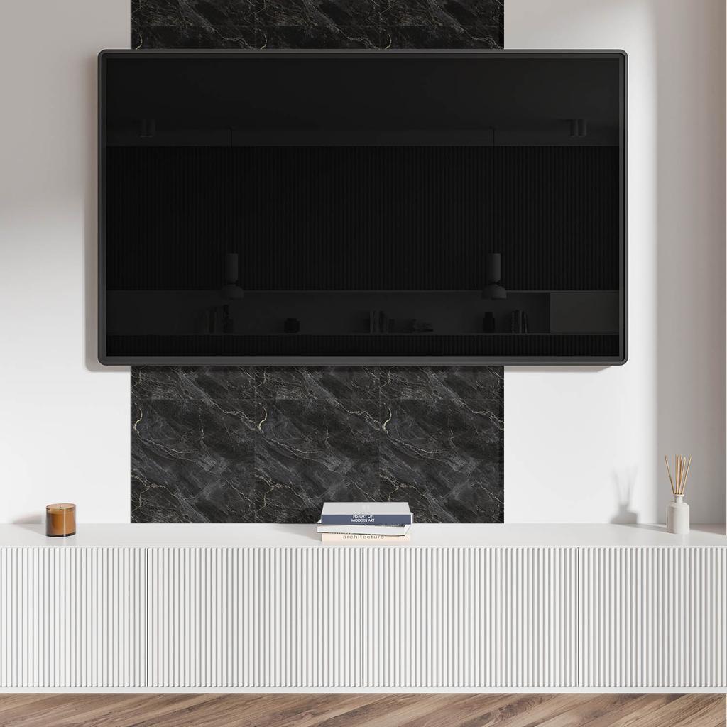 Zestaw Kafelków Pcv Z Wzorem Do Salonu Samoprzylepne Elegancki Marmur Z Żyłkami 9X30X30 Cm