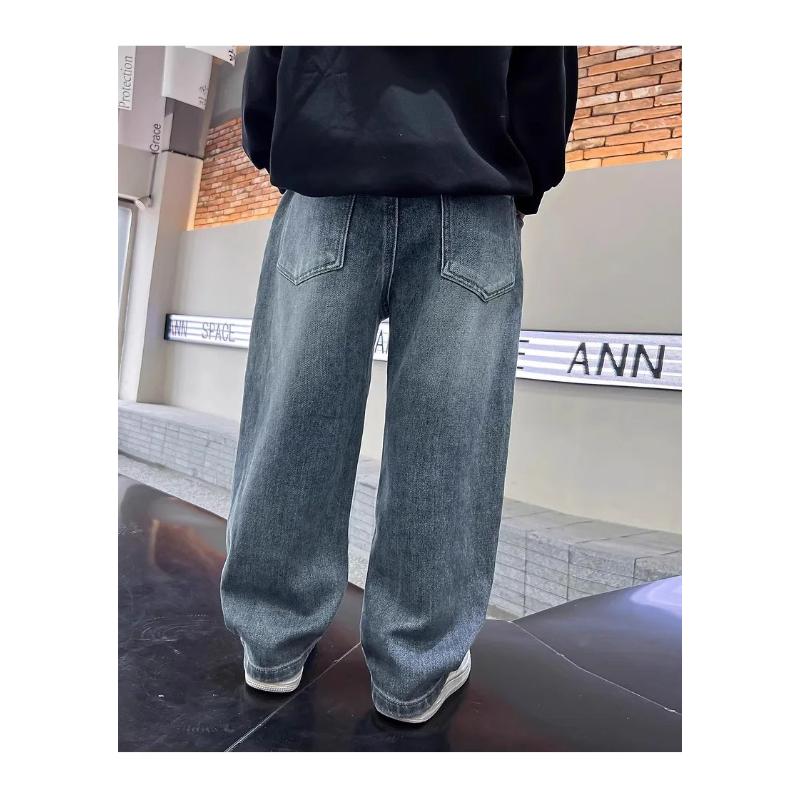 5-14Y Jungen Jeanshosen Frühling Kinder Weite Beine Gerade Hosen Herbst Locker Geschnitten Freizeit Hosen Kinder Trendige Jogginghosen
