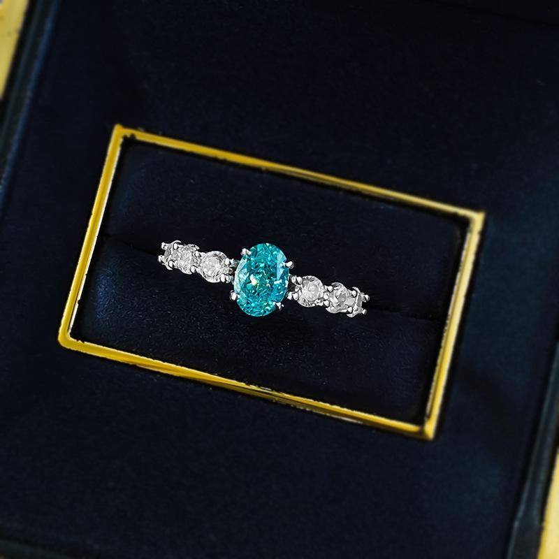 Schmuckring Frühling Sommer 5 * 7Mm Paraiba Klein Frisch Ring Ring