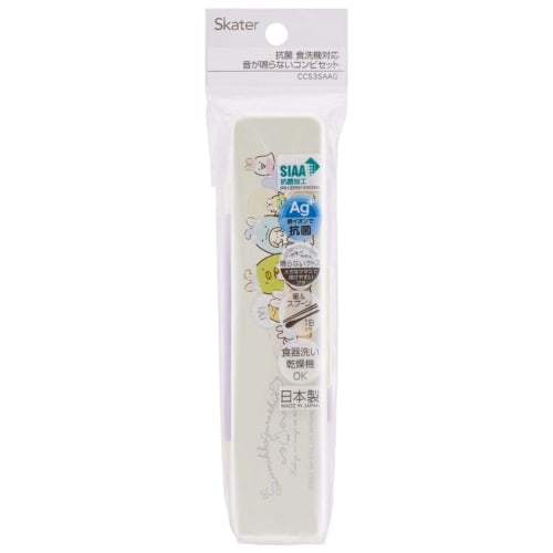 Skater Combi Set Chopsticks Spoon Set Sumikko Gurashi Rabbit Rice 18cm Antibacterial For Adults Made in Japan CCS3SAAG-A