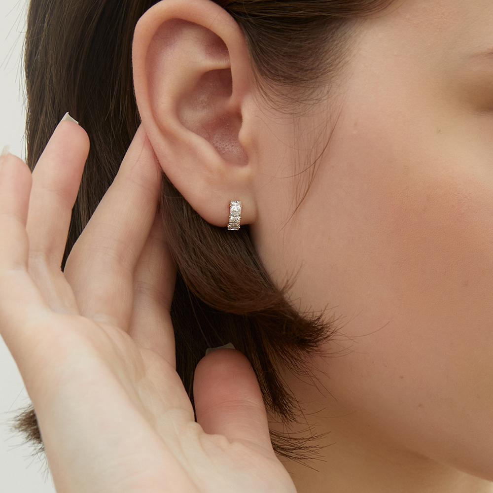 Lunne Silver 925 Triple Square Stone One-Touch Earrings #Lse87