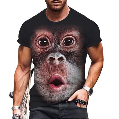 T-shirt Estival Imprimé Singe Animal Mode Enfant Adulte Femmes Hommes Décontracté Extérieur Fille Garçon Manches Courtes Haut Pull