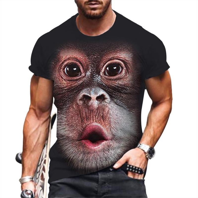 Fashion Animal Monkey Printed Kids Adult T-shirt Summer Women's and Men's Casual Outdoor Girl and Boy Short Sleeve Tees Top Pullover