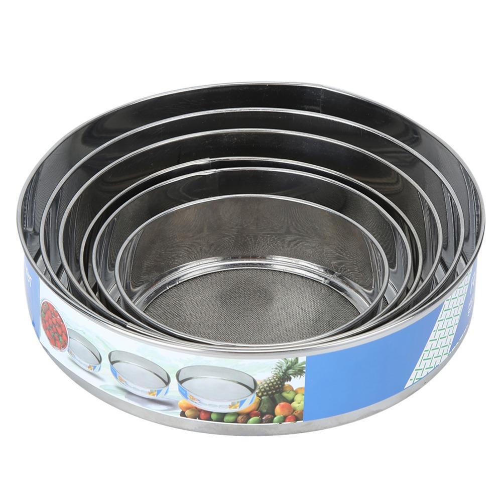 6PCS Round Flour Sifter Set Stainless Steel Kitchen Strainer Baking Sifter  Flour Sifting