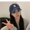 Women's baseball cap with enlarged head circumference, deep and wide brim, makes the face look smaller, hard-top sunshade cap, men's cap with letter