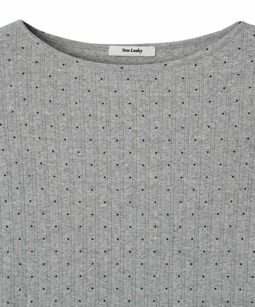 Nyuluki Dot Eyelet T-Shirt _Melange Gray