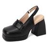 Women's high-heeled sandals spring and summer new waterproof table thick heel large size solid color bag head sandals