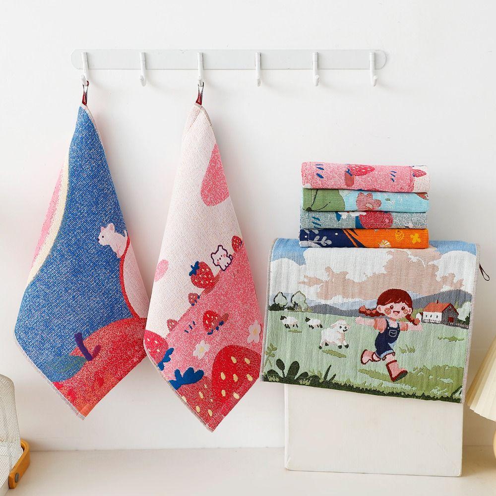 34x40cm Large Hand Towel Cartoon Quick Dry Pure Cotton Dish Cloth Decorative 4 Layer Cotton Gauze Handkerchief Towel