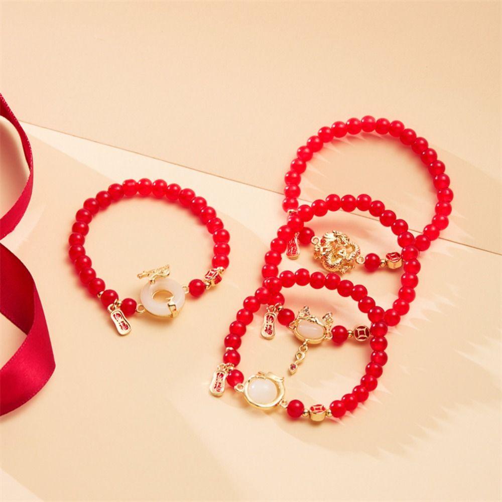 

Cartoon Cute Wealth Bracelets Handmade Braided Lucky Zodiac Beaded Amulet 03
