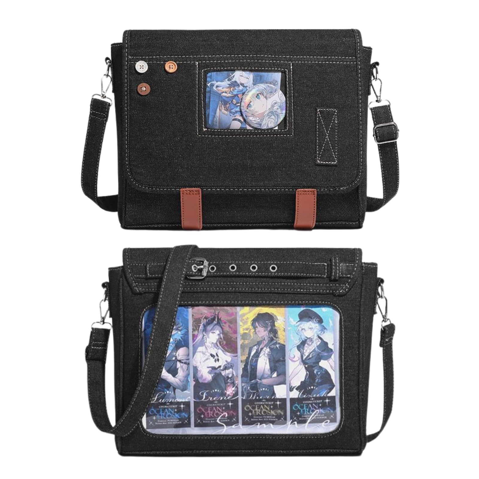 

Ita Bag Shoulder Bag for Denim Ita Otaku Activity Oshikatsu Ita Ita Ita Ita Plush Toy Popular [Harujio] Men, Bag, Double-Sided Black, Bag, Bag, Bag, чорний