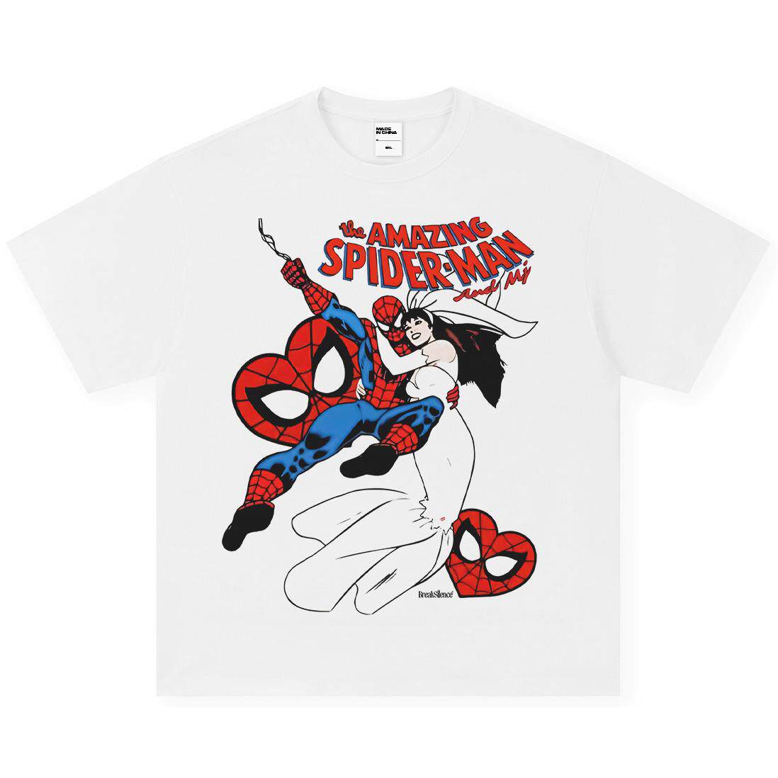 2026 new SpiderUnisex SpiderUnisex vintage Marvel print loosefit trendy waterwashed pure cotton heavyweight Tshirt S