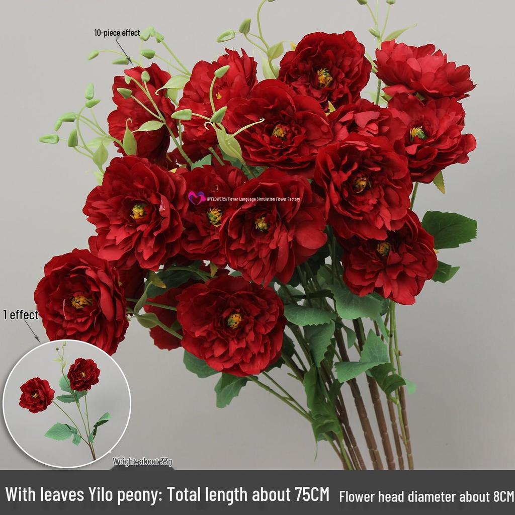 10-Piece Burgundy Floral Décor Set: Red-Toned Artificial Flowers, Mat, Aisle Runner, Wedding Decoration