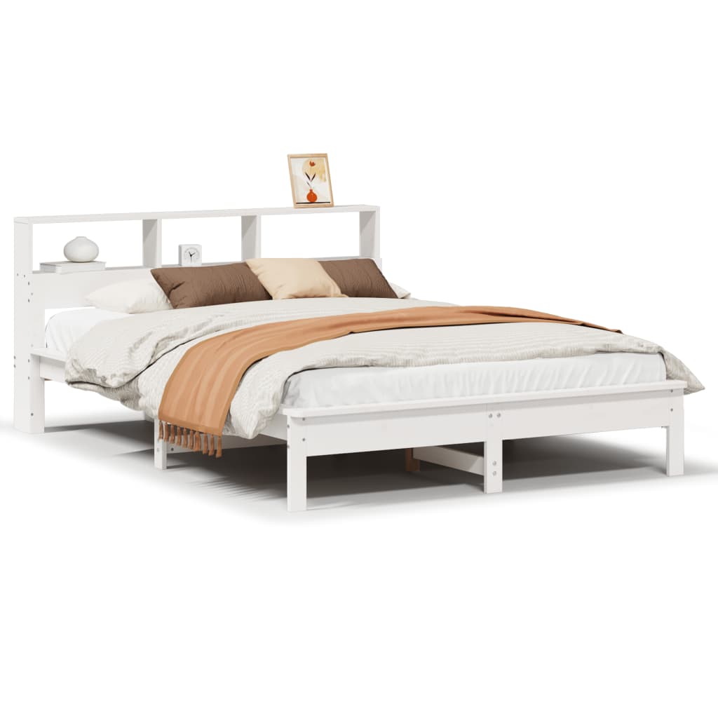 Solid Wood Bed without Mattress White 135 x 190 cm Pine Wood