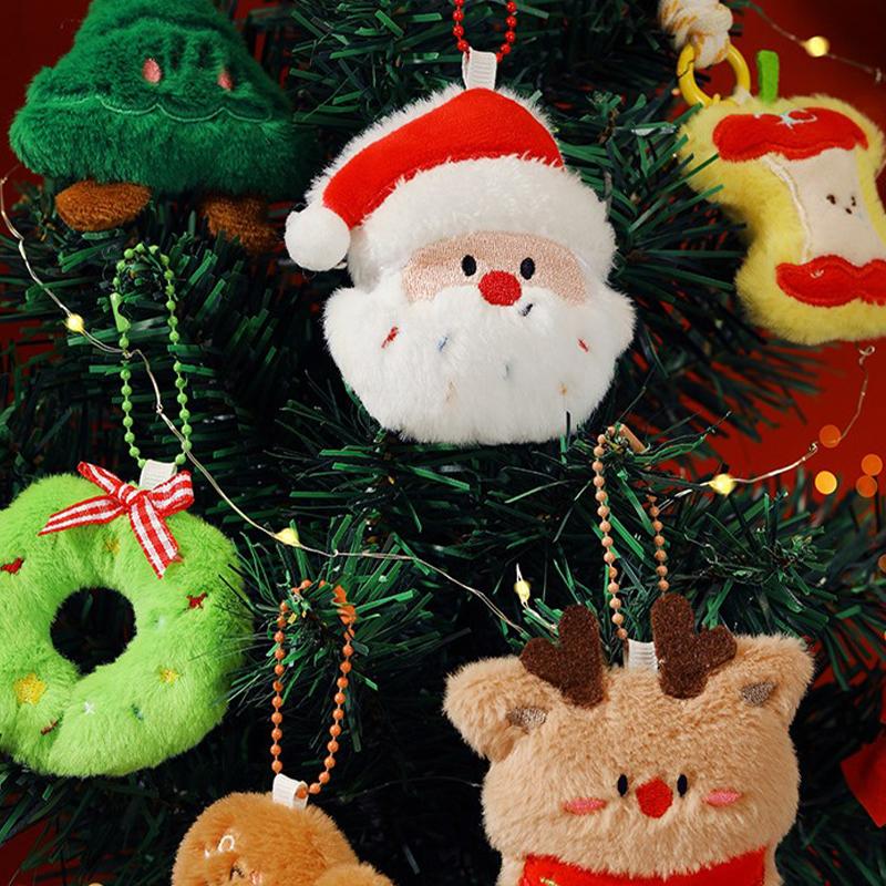 Christmas Plush Santa Claus Wreaths Snowman Stockings Reindeer Decorations Christmas Tree Ornaments, Small Dolls