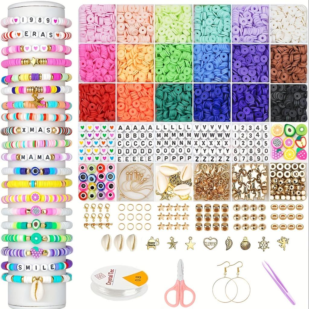 Clay Bead Soft Pottery Sheet Bead Set, Friendship Bracelet Diy Jewelry Accessories, Handmade Jewelry Production Material Package