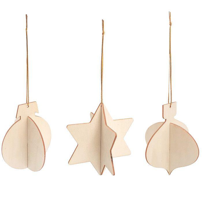 Boules de Noël à assembler en bois 11 cm 3 pièces