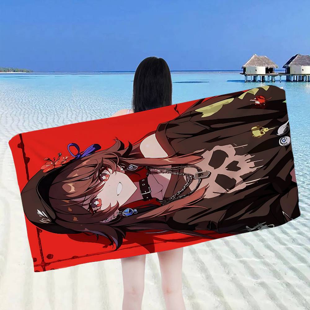 Hu Tao Genshin Impact Asciugamano da Spiaggia Cartoon Carino Kawaii Decorazione Stanza Bagno Ragazze Bambini Asciugamani per le Mani per Bagno Doccia