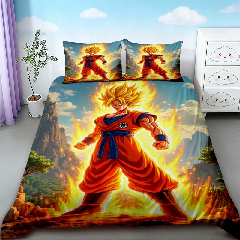 Kids Goku Duvet Cover Dragon Ball Bedding Set Soft And Comfortable For Bedroom Home Decor Queen King Size Boys Gifts