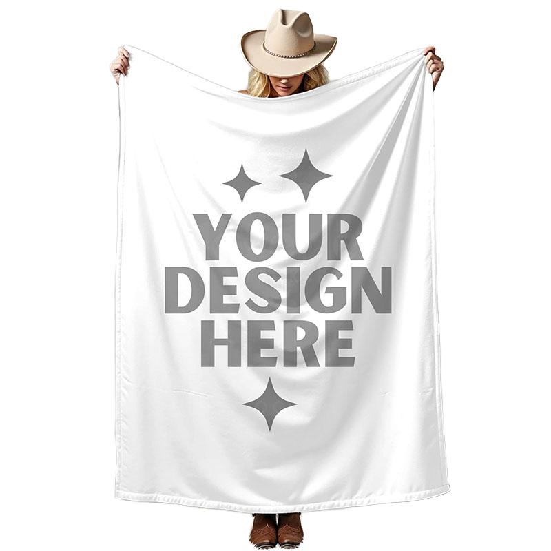 Custom Logo Sublimation Fleece Blanket 100% Polyester Thick Knitted Plush Baby Tapestry Personalized Designs Low MOQ Woven 127x152cm белый