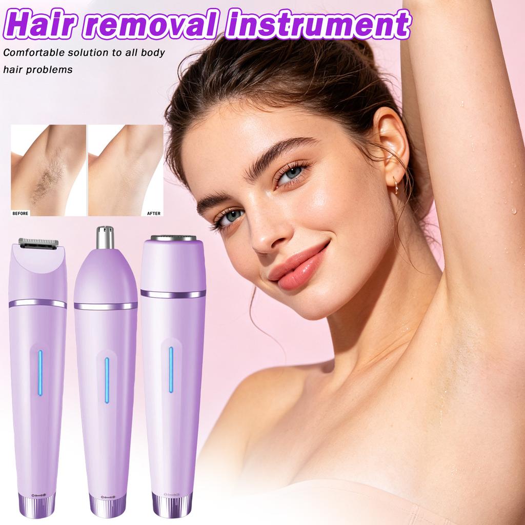 3 in 1 Women Hair Removal Device Rechargeable Nose Hair Trimmer Facial Hair Bikini Line Underarm Multi-Functional Electric Epilator