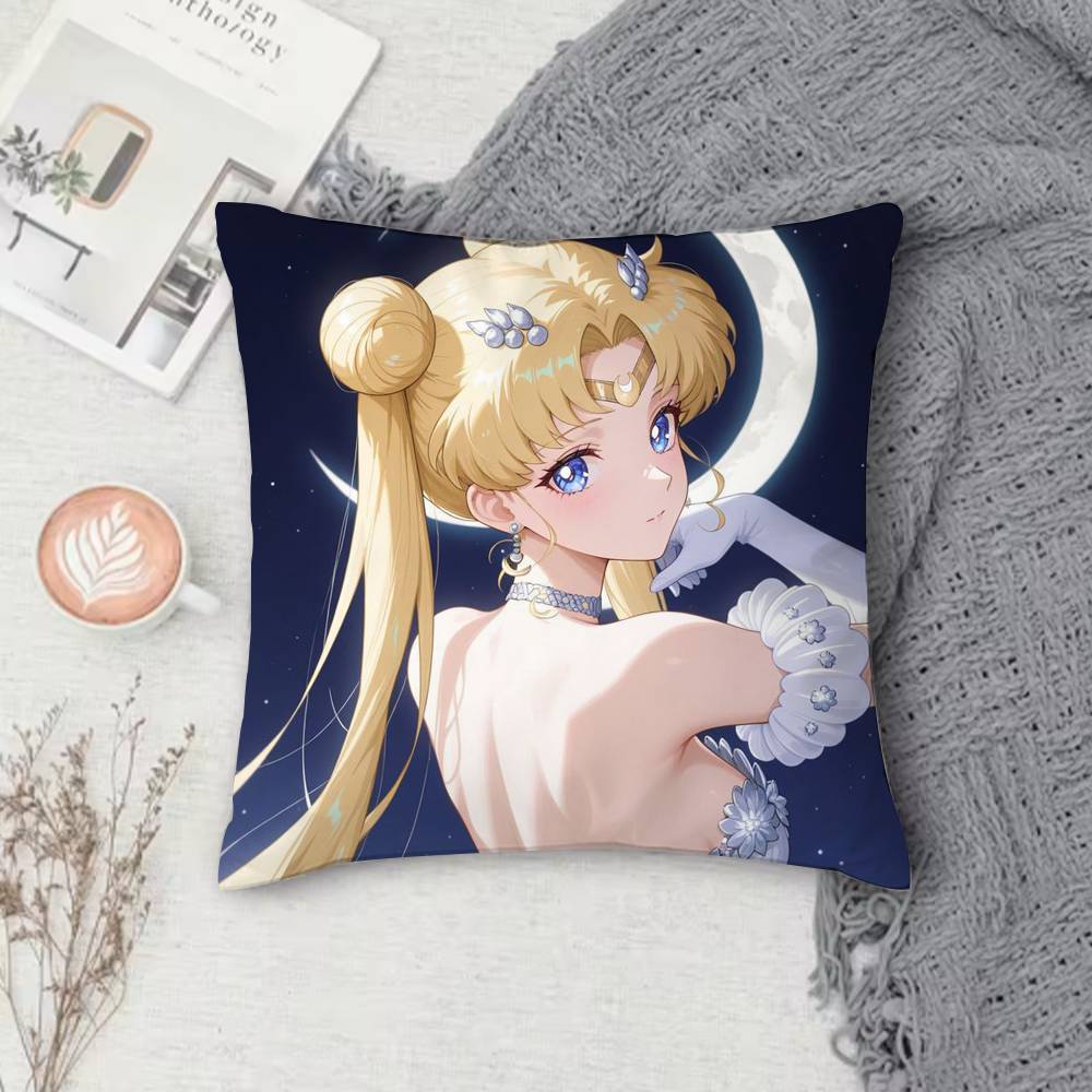 S-Sailor Moon Double-Sided Printed Square Pillow Cover Decorative Cushion Cover For Sofa Bedroom Bedside