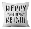 Merry Christmas Decoration Pillow Pillowcase Black White Plaid Cushion Cover Home Sofa Chair Short Plush Material