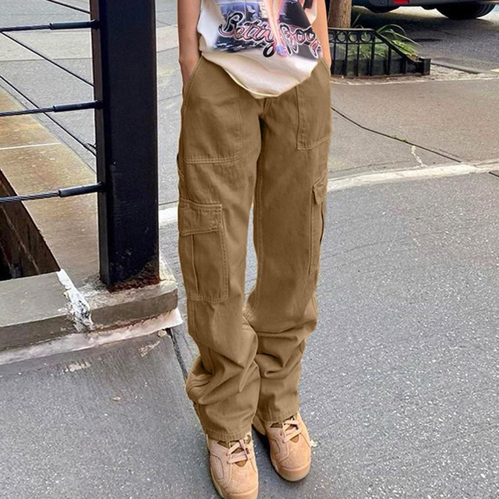 Womens Baggy Cargo Pants Streetwear Hip Hop Joggers Sweatpants  Casual Loose Wide Leg Trousers