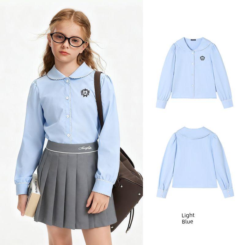 Navigare Italian Small Sailboat Kidsren's Shirt 2026 Spring & Fall New Style Girls' Cotton Long-Sleeved Doll Collar