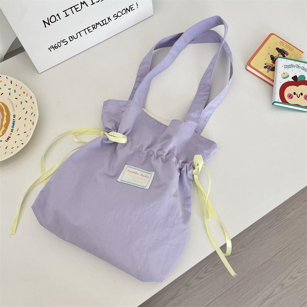58 New Canvas Bag Large Capacity Small Fresh Solid Color Shoulder Tote Bag Commuter Bag Women