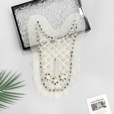 Apricot Mesh Lace Cloth Sticker Colored Nail Diamond Decorative Clothing Dress Performance Clothing Accessories Front Collar Cloth Sticker Accessories