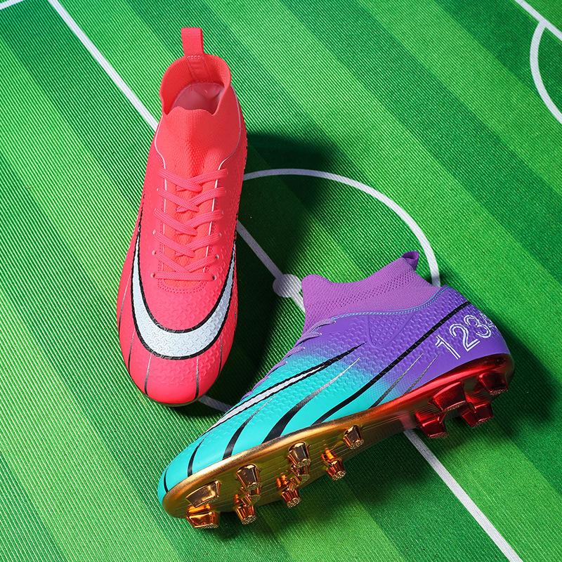 Ronaldo's New High-top Football Shoes Men's Broken Nails Children's Boys and Girls Adult Non-slip Competition Training Shoes