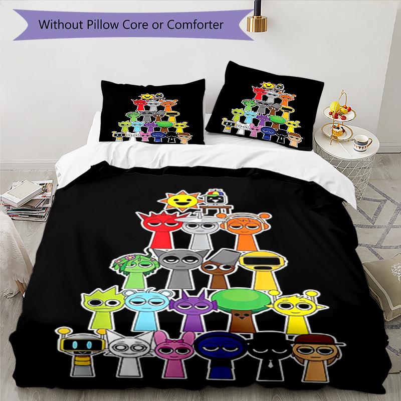 3pcs Sprunki Bedding Set Duvet Cover Closure Includes 1 Duvet Cover & 2 Pillowcases, Soft and Comfortable for All Seasons.