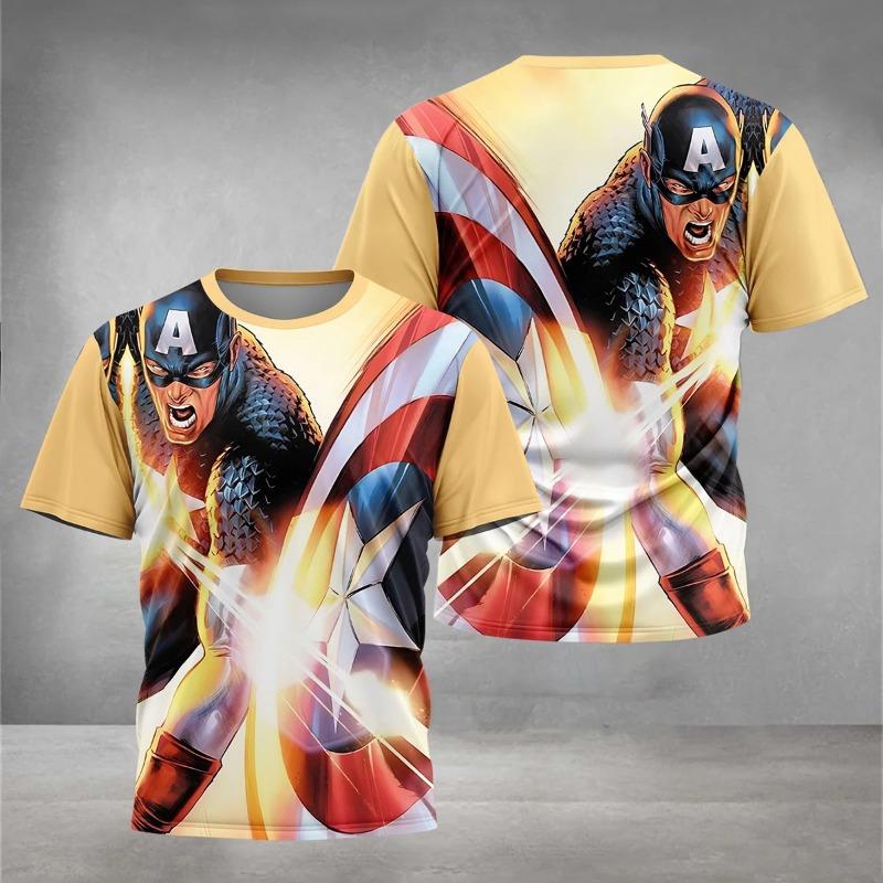 Men's Marvel Captain America 3D Printed T-shirt Outdoor Casual Short Sleeve