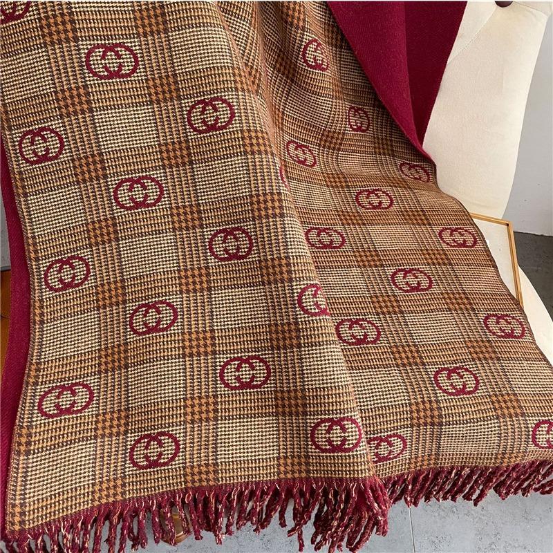 Autumn and winter new double-sided imitation cashmere letter fringed scarf women's winter warm double-sided shawl to keep out the cold shawl