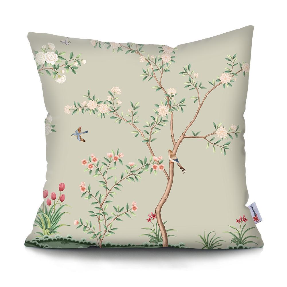 

Квадратная китайская пейзажная живопись, наволочка, винтажная наволочка с цветком сливы 45X45CM