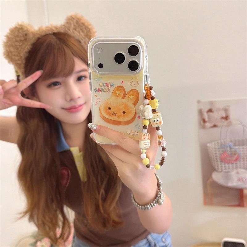 Creative Cute Bunny Toast iPhone 17/16 Pro Max/15/14 Girly Case