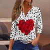 Women's T Shirt Tee Print Button  3/4 SleeveDaily Weekend Fashion Basic V- Neck Regular Top