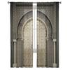 Moroccan Medieval Vintage Door Chiffon Sheer Curtains for Living Room Bedroom Home Decoration Window Voiles Tulle Drapes Curtain