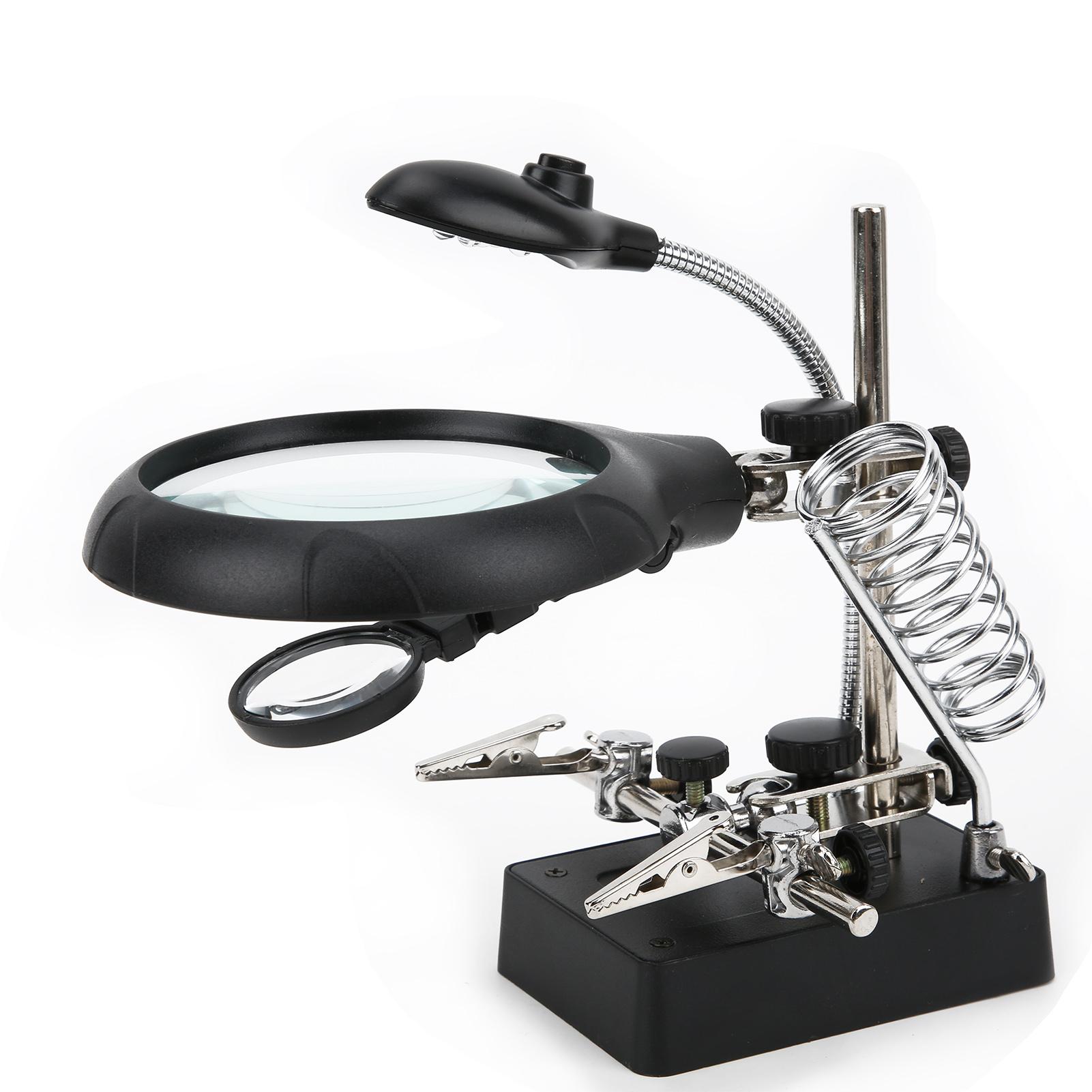 

Настільна лупа Три кратності Світлодідна лампа освітлення Допоміжний кронштейн Багатофункціональний інструмент для читання