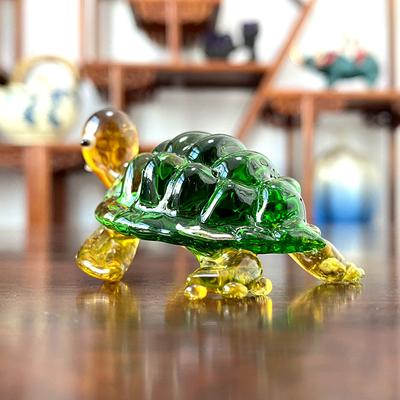Ručně foukané sklo Figurka mořské želvy Ručně vyráběné křišťálové roztomilé zvířátko Řemeslná práce Ozdoba pro použití v akváriu Miniatury Domácí dekorace