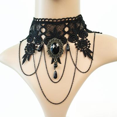 Tassel Pearl Vintage Neck Black Lace Necklace Halloween Accessories