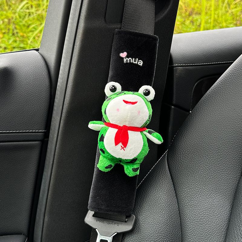 

Car Safety Child Belt Shoulder Cover Panda Design Black Short Decoration Plush StyleD