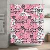 Pink Love Heart Shower Curtain Decorative Bathroom Rug Waterproof Washable Polyester Printed with Bow Arrow Key Design (One Size