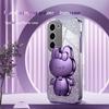 Cute 3D Rabbit Makeup Mirror Stand Plating Case For Samsung Galaxy S23 Ultra S22 Plus 5G S21 S20 FE Protect Back Cover S 23 22